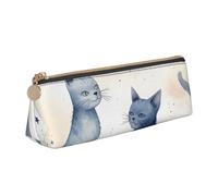 NTVOWPZO Leather Pencil Case Large Capacity Pencil Pouch Stars and Two Cats Pencil Bag Pouch With Zipper Pen Holder for Women