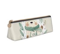 NTVOWPZO Leather Pencil Case Large Capacity Pencil Pouch The Bear Is Waving Pencil Bag Pouch With Zipper Pen Holder for Women