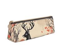 NTVOWPZO Leather Pencil Case Large Capacity Pencil Pouch The Lonely Deer Is Beige Pencil Bag Pouch With Zipper Pen Holder for Women