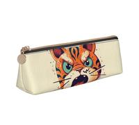 NTVOWPZO Leather Pencil Case Large Capacity Pencil Pouch Tiger with Open Mouth Pencil Bag Pouch With Zipper Pen Holder for Women