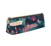 NTVOWPZO Leather Pencil Case Large Capacity Pencil Pouch Tropical Palm Tree Pattern Pencil Bag Pouch With Zipper Pen Holder for Women