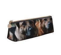 NTVOWPZO Leather Pencil Case Large Capacity Pencil Pouch Two Dogs Lying on the Ground Pencil Bag Pouch With Zipper Pen Holder for Women
