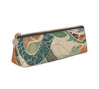 NTVOWPZO Leather Pencil Case Large Capacity Pencil Pouch White and Green Dragon Pencil Bag Pouch With Zipper Pen Holder for Women