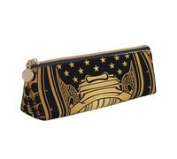 NTVOWPZO Leather Pencil Case Large Capacity Pencil Pouch Yellow Pattern Pencil Bag Pouch With Zipper Pen Holder for Women