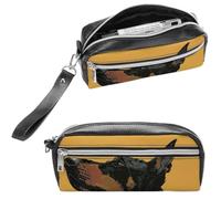 NTVOWPZO Leather Pencil Cases Anime Dog Art Pen Pouch Travel Cosmetic Bag for Purse Portable Makeup Brush Bag Holder Coin Purse for Women Makeup Case Organizer