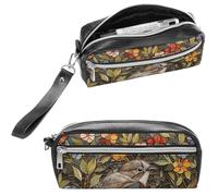 NTVOWPZO Leather Pencil Cases Bird Perched on Branch Pen Pouch Travel Cosmetic Bag for Purse Portable Makeup Brush Bag Holder Coin Purse for Women Makeup Case Organizer