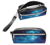 NTVOWPZO Leather Pencil Cases Cool Star River Pen Pouch Travel Cosmetic Bag for Purse Portable Makeup Brush Bag Holder Coin Purse for Women Makeup Case Organizer