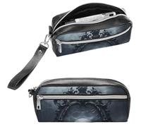 NTVOWPZO Leather Pencil Cases Ghost in Mirror Pen Pouch Travel Cosmetic Bag for Purse Portable Makeup Brush Bag Holder Coin Purse for Women Makeup Case Purse Organizer