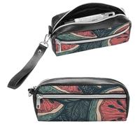 NTVOWPZO Leather Pencil Cases Hand Drawn Watermelon Pattern Pen Pouch Travel Cosmetic Bag for Purse Portable Makeup Brush Bag Holder Coin Purse for Women Makeup Case Organizer