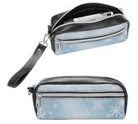 NTVOWPZO Leather Pencil Cases White Snow Pen Pouch Travel Cosmetic Bag for Purse Portable Makeup Brush Bag Holder Coin Purse for Women Makeup Case Organizer