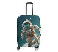 NTVOWPZO Luggage Covers for Suitcase Travel Luggage Cover Suitcase Protector Astronaut on Skis Elastic Suitcase Cover Washable Baggage Covers Fit 19-32 Inch Luggage, Style, L
