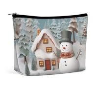 NTVOWPZO Makeup Bag Cosmetic Bag Travel Makeup Bag Snowman And Village Toiletry Bag for Women Travel Essentials, style, One size, style, One size