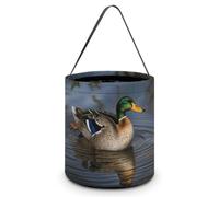 NTVOWPZO Mallard Duck Halloween Trick Or Treat Bag for Party Favor | Foldable & Reusable, Reinforced Polyester Resists Tear, Comfy Wide Handles Fit Small Hands for All-Night Halloween Candy Runs