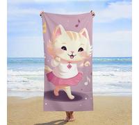 NTVOWPZO Microfiber Beach Towel 63"X 31.5" Super Absorbent Quick Dry Cat Dances to Music Pool Towels Oversized Sand Free Beach Blanket Personalized Soft Bath Towels for Travel, Camping, Gym
