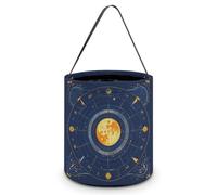 NTVOWPZO Moon Phase Sun Halloween Trick Or Treat Bag for Party Favor | Foldable & Reusable, Reinforced Polyester Resists Tear, Comfy Wide Handles Fit Small Hands for All-Night Halloween Candy Runs