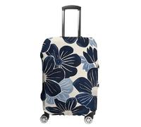 NTVOWPZO Navy Blue Flowers Travel Luggage Cover Spandex Suitcase Protector Washable Baggage Covers Elastic Scratch-Resistant Luggage Cover Protector Fits 18-32 Inch Luggage, Navy Blue Flowers, XL