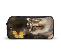 NTVOWPZO Pen Case Aesthetic Pen Pouch Cat And Butterfly Portable Pen Bag Makeup Bag Desk Organizer for Office, Style, 22*12*5cm, Pencil Case