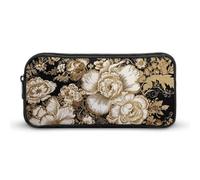NTVOWPZO Pen Case Aesthetic Pen Pouch Gold Leaf Flowers Portable Pen Bag Makeup Bag Desk Organizer for Office, Style, 22*12*5cm, Pencil Case