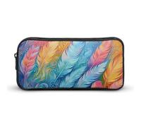 NTVOWPZO Pen Case Aesthetic Pen Pouch Hand Drawn Feathers Portable Pen Bag Makeup Bag Desk Organizer for Office, Style, 22*12*5cm, Pencil Case