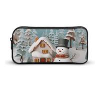 NTVOWPZO Pen Case Aesthetic Pen Pouch Snowman And Village Portable Pen Bag Makeup Bag Desk Organizer for Office, Style, 22*12*5cm, Pencil Case