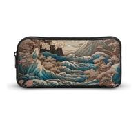 NTVOWPZO Pen Case Aesthetic Pen Pouch Waves And Cherry Blossoms Portable Pen Bag Makeup Bag Desk Organizer for Office, Style, 22*12*5cm, Pencil Case