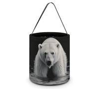 NTVOWPZO Polar Bear Halloween Trick Or Treat Bag for Party Favor | Foldable & Reusable, Reinforced Polyester Resists Tear, Comfy Wide Handles Fit Small Hands for All-Night Halloween Candy Runs