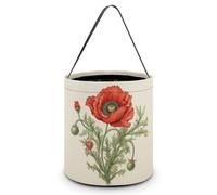 NTVOWPZO Poppy Flower Halloween Trick Or Treat Bag for Party Favor | Foldable & Reusable, Reinforced Polyester Resists Tear, Comfy Wide Handles Fit Small Hands for All-Night Halloween Candy Runs