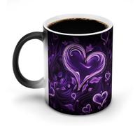 NTVOWPZO Purple Love Magic Color Changing Coffee Mug, 11 Oz Ceramic Cup with Handle, Heat Sensitive Heat Changing Mug Temperature Changing Mugs for Office Home, Personalized Gift