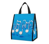 NTVOWPZO Reusable Collapsible Insulated Lunch Bag 9L Foldable Thermal Blue Musical Notes Cooler Bag with Aluminum Foil Liner Washable Leakproof & Lightweight Lunch Tote for Work Picnic Beach Gym