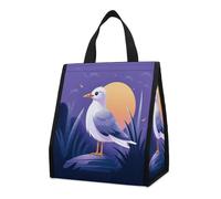 NTVOWPZO Reusable Collapsible Insulated Lunch Bag 9L Foldable Thermal Coastal Painter Cooler Bag with Aluminum Foil Liner Washable Leakproof & Lightweight Lunch Tote for Work Picnic Beach Gym