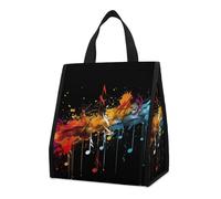 NTVOWPZO Reusable Collapsible Insulated Lunch Bag 9L Foldable Thermal Colorful Musical Notes Cooler Bag with Aluminum Foil Liner Washable Leakproof & Lightweight Lunch Tote for Work Picnic Beach Gym
