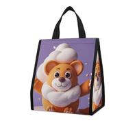 NTVOWPZO Reusable Collapsible Insulated Lunch Bag 9L Foldable Thermal Cotton Bear Cooler Bag with Aluminum Foil Liner Washable Leakproof & Lightweight Lunch Tote for Work Picnic Beach Gym