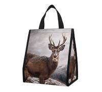 NTVOWPZO Reusable Collapsible Insulated Lunch Bag 9L Foldable Thermal Wild Animals Deer Cooler Bag with Aluminum Foil Liner Washable Leakproof & Lightweight Lunch Tote for Work Picnic Beach Gym