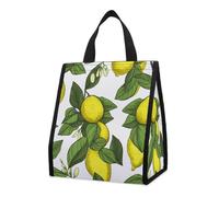 NTVOWPZO Reusable Collapsible Insulated Lunch Bag 9L Foldable Thermal Yellow Fresh Lemons Cooler Bag with Aluminum Foil Liner Washable Leakproof & Lightweight Lunch Tote for Work Picnic Beach Gym