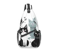 NTVOWPZO Sling Bag for Women Men Shoulder Bag Black and White Cats Chest Bag Travel Fanny Pack Lightweight Casual Daypack, Black and White Cats, One Size, Sling Backpacks