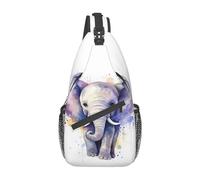 NTVOWPZO Sling Bag for Women Men Shoulder Bag Cute Bat Chest Bag Travel Fanny Pack Lightweight Casual Daypack, Cute Elephant Watercolor, One Size, Sling Backpacks
