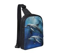 NTVOWPZO Sling Bag for Women Men Shoulder Bag Cute Elephant Chest Bag Travel Fanny Pack Lightweight Casual Daypack, Cute Dolphins, One Size