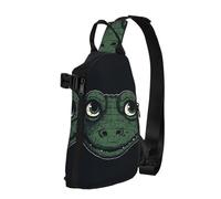 NTVOWPZO Sling Bag for Women Men Shoulder Bag Frame with garland Chest Bag Travel Fanny Pack Lightweight Casual Daypack, Green Crocodile Face, One Size