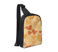 NTVOWPZO Sling Bag for Women Men Shoulder Bag White Mountain and Wolf Chest Bag Travel Fanny Pack Lightweight Casual Daypack, Yellow and Red Hearts, One Size, Sling Backpacks