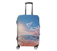 NTVOWPZO Summer Beach with Palm Trees Travel Luggage Cover Spandex Suitcase Protector Washable Baggage Covers Elastic Scratch-Resistant Luggage Cover Protector Fits 18-32 Inch Luggage, Summer beach
