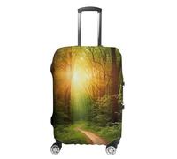 NTVOWPZO Sunrise on The Woods Path Travel Luggage Cover Spandex Suitcase Protector Washable Baggage Covers Elastic Scratch-Resistant Luggage Cover Protector Fits 18-32 Inch Luggage, Sunrise on the