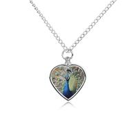 NTVOWPZO The Peacock Urn Necklace for Ashes 27.6'' Chain with Filling Kit Pet Cremation Jewelry Charm Silver Pendant Necklace Dog Cat Ashes Keepsakes Memorial Gift for Women Men Pet Lover