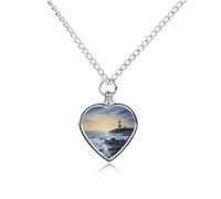 NTVOWPZO The Seaside Lighthouse Urn Necklace for Ashes 27.6'' Chain with Filling Kit Pet Cremation Jewelry Charm Silver Pendant Necklace Dog Cat Ashes Keepsakes Memorial Gift for Women Men Pet Lover