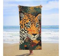 NTVOWPZO Tiger Botanical Print Beach Towel Oversized Microfiber Bath Towels Lightweight Sand Proof Beach Towels Absorbent Pool Towels for Swimming Yoga Bathroom Towel 31.5" X 63"