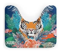 NTVOWPZO Toilet Rugs U Shaped 16x20, Soft Absorbent Microfiber Bathroom Rug, Non Slip Tropical Tiger Toilet Mats for Bathroom, Machine Washable Contour Bath Rugs, Quick Dry Bath Mat Cute