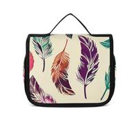NTVOWPZO Toiletry Bag for Women Travel Toiletry Bag Colorful Feather Pattern Cosmetic Organizer Bag Hanging Makeup Bag, style, 22.5x18.5cm, Style, 22.5x18.5cm