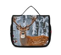 NTVOWPZO Toiletry Bag for Women Travel Toiletry Bag Cow Deer Trees Christmas Cosmetic Organizer Bag Hanging Makeup Bag, style, 22.5x18.5cm, Style, 22.5x18.5cm