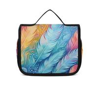 NTVOWPZO Toiletry Bag for Women Travel Toiletry Bag Hand Drawn Feathers Cosmetic Organizer Bag Hanging Makeup Bag, style, 22.5x18.5cm, Style, 22.5x18.5cm
