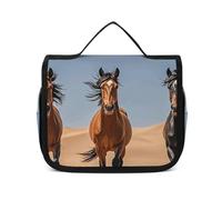 NTVOWPZO Toiletry Bag for Women Travel Toiletry Bag Horses Running in The Desert Cosmetic Organizer Bag Hanging Makeup Bag, style, 22.5x18.5cm, Style, 22.5x18.5cm