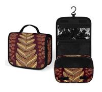 NTVOWPZO Toiletry Bag for Women Travel Toiletry Bag Maroon Gold Pattern Cosmetic Organizer Bag Hanging Makeup Bag, style, 22.5x18.5cm, style, 22.5x18.5cm